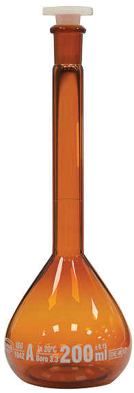 Fiole jaugée en verre ambré Glassco